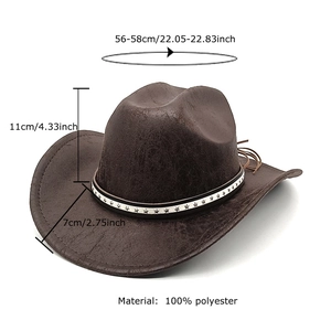 Chapeau de cowboy marron avec bandeau étoile et dimensions de 56-58 cm de tour de tête