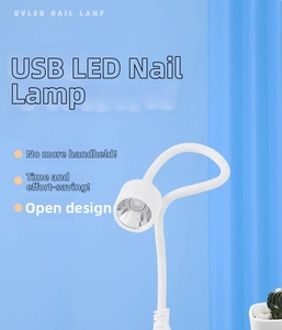 Detail of white USB nail lamp with 360 flexible gooseneck and UV LED light beads