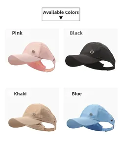 Outdoor sun visor hats in pink black khaki and blue with metal logo detail