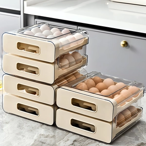 Drawer Type Egg Storage Box Refrigerator Organizer Transparent Plastic Food Grade Stackable Kitchen Storage Container