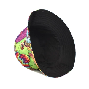 Bucket hat with psychedelic mushroom print for women, sun protection casual headwear