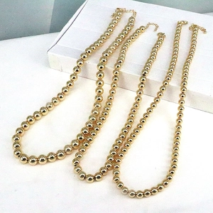 Western Fashion Exaggerated Geometric Gold Plated Copper Round Bead Necklace Personalized Hip Hop Choker Jewelry For Men Women