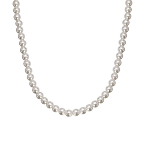 Elegant S925 sterling silver necklace featuring round white freshwater pearls in a U-shape