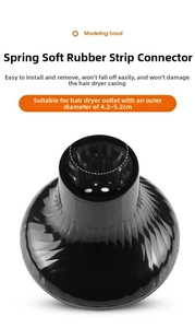 Universal black hair dryer diffuser attachment for 4.2cm-5.2cm nozzles with soft rubber grip