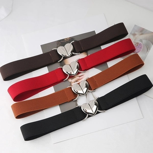 Ceinture Élastique Femme Avec Boucle En Cœur Alliage Fine Ceinture De Taille Pour Robe Jupe Élégant Accessoire Extensible