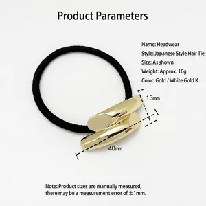Elastic hair tie with polished gold irregular alloy ornament for sleek ponytails