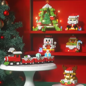 Christmas building blocks set featuring Santa, Reindeer, and Tree with warm LED lights