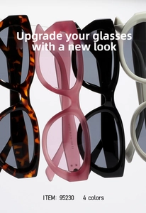 Square cat-eye sunglasses collection in tortoiseshell, pink, black, and cream white colors