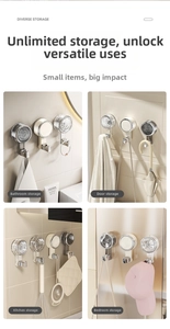Versatile vacuum suction cup hooks used for towels, umbrellas, hats, and kitchen utensils