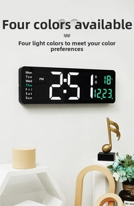 Detalle de reloj de pared LED de 16 pulgadas con hora, fecha, temperatura y día de semana