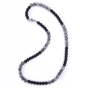Natural Map Stone Matte Black Beaded Necklace Unisex Tiger Eye Hematite White Turquoise Handmade Jewelry Lobster Clasp