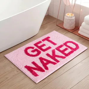 Microfiber Bath Mat Absorbent Flocking Non Slip Bathroom Rug With Slogan Lettering Soft Shaggy Foot Pad For Shower Entrance