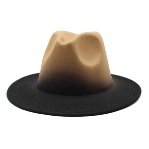Detailed side view of fedora hat showing smooth gradient transition from brown to black