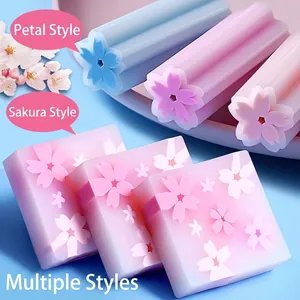 Gomme pétale de cerisier pastel et gomme florale carrée embossée pour étudiants
