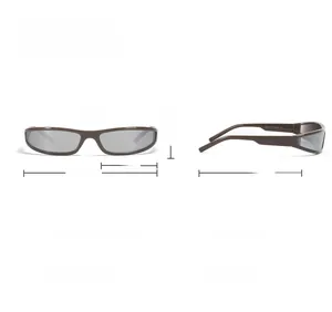 Y2K narrow frame sunglasses with dimensions and PC material product specifications
