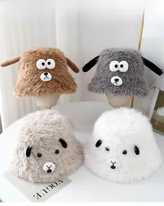 Detailed view of plush lamb bucket hats featuring 3D animal ears and soft faux fur texture