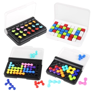Kids logic puzzle brain training game with portable cases and colorful geometric beads