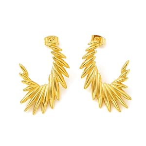 Boucles d'oreilles clous ailes d'ange en acier titane doré au design punk moderne