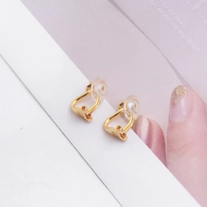S925 Sterlingsilber Ohrclip-Konverter in Gold mit Silikonpolstern für DIY-Schmuckherstellung