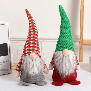 Weihnachtsgnom Ornamente Plüsch Gonk Puppe Handgefertigt Nordisch Rudolph Stehend Schreibtisch Deko Strickmütze Langer Bart Filz Heim Büro