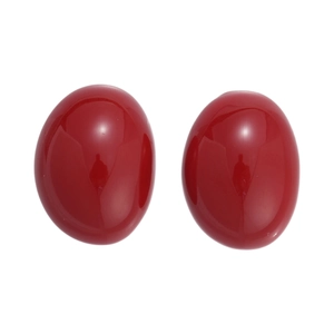 Vintage geometric oval stud earrings in glossy red finish with high polish surface