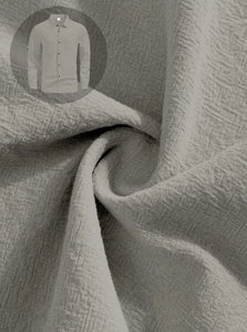 Close-up of linen-blend fabric texture on a long-sleeved casual men's shirt