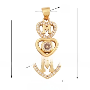 Detailansicht von MOM Herz-Anhänger mit Zirkonia-Besatz und Vergoldung für DIY-Schmuck