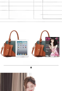 Detailed sizing chart and specifications for the large PU leather tote and small pouch set