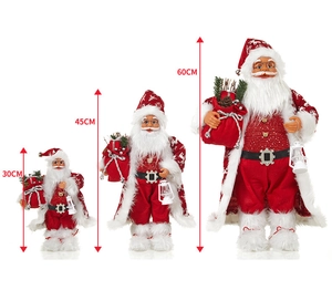 Three sizes of standing Santa Claus figures in 30cm, 45cm, and 60cm for Christmas decor