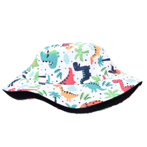 Cappello a secchiello per bambini con stampa di dinosauri colorati per protezione solare
