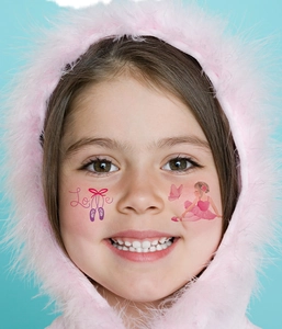Pink ballet princess waterproof tattoo stickers with butterfly and heart patterns for girls