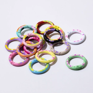 Colorful polka dot spring ring clasps for DIY accessories and keychain hardware
