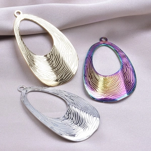 Textured water drop metal pendants in gold, silver, and rainbow for DIY jewelry making