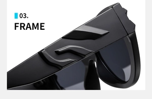 Macro shot of black matte cat-eye sunglasses featuring embossed wavy texture on temple arm