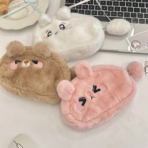 Trousse À Crayons En Peluche Animaux Dessins Animés Grande Capacité Pochette À Maquillage Douce En Fausse Fourrure Pour Filles