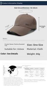 Size guide for men's mesh baseball cap with 56-60cm circumference and 9.5cm brim detail