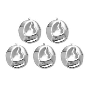 Five pieces of silver 304 stainless steel irregular lava texture round jewelry pendants