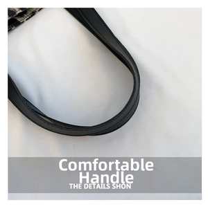 Detail of the durable black handle and leopard print texture on a casual tote bag