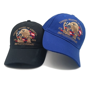 Casquettes de baseball noires et bleues avec broderie du 250e anniversaire des USA