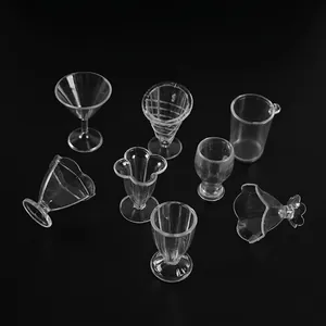 Miniature Transparent Plastic Cups Dollhouse Kitchen DIY Simulation Food Play Realistic Tiny Glassware Tableware Assorted