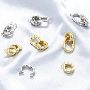 Brass 18K Gold Plated Irregular Oval Double Ring Connector Clasp For Necklace Bracelet Jewelry Making Spring Buckle
