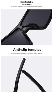 Detail of 3D comfortable nose pads and ergonomic anti-slip temples on sports sunglasses