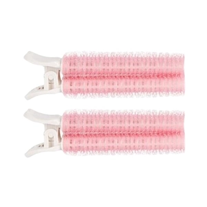 Set of two pink hair root volume clips with white plastic base for styling