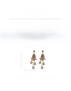 Detailed view of floral tassel earrings with dimensions measuring 7.1cm height