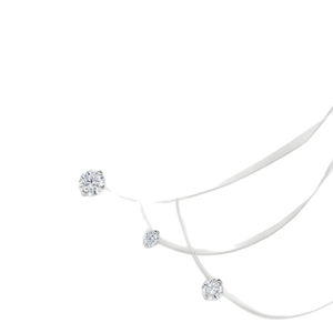 Minimalist zircon round pendant necklace with three brilliant cut stones on a fine chain