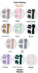 Detailed grid showing winter knit hat, scarf, and gloves set in 11 different colors