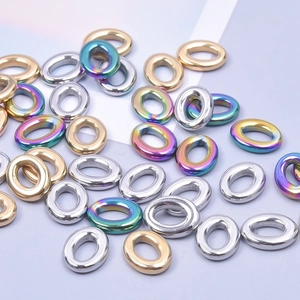 Oval stainless steel DIY jewelry links in gold, silver, and rainbow colors