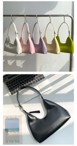 Selection of trendy PU leather crescent hobo bags in six vibrant colors for women