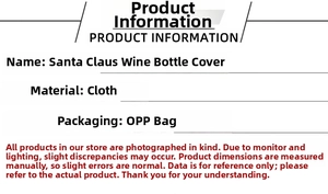 Detail specifications for Santa Claus wine bottle cover made of fabric for Christmas table