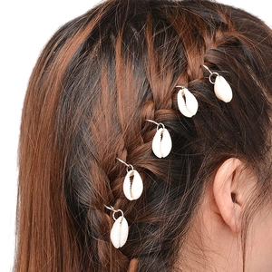 309PCS Gold dreadlock accessories set featuring 5 white shell pendants on braids